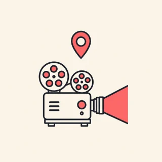A film projector with a pin above it